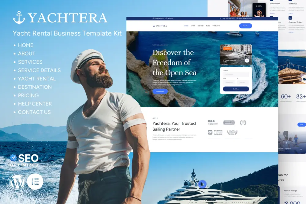 Yachtera - Yacht Club & Boat Rental Elementor Kit